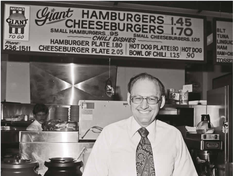 Old picture from inside a Nation's Giant Hamburger spot